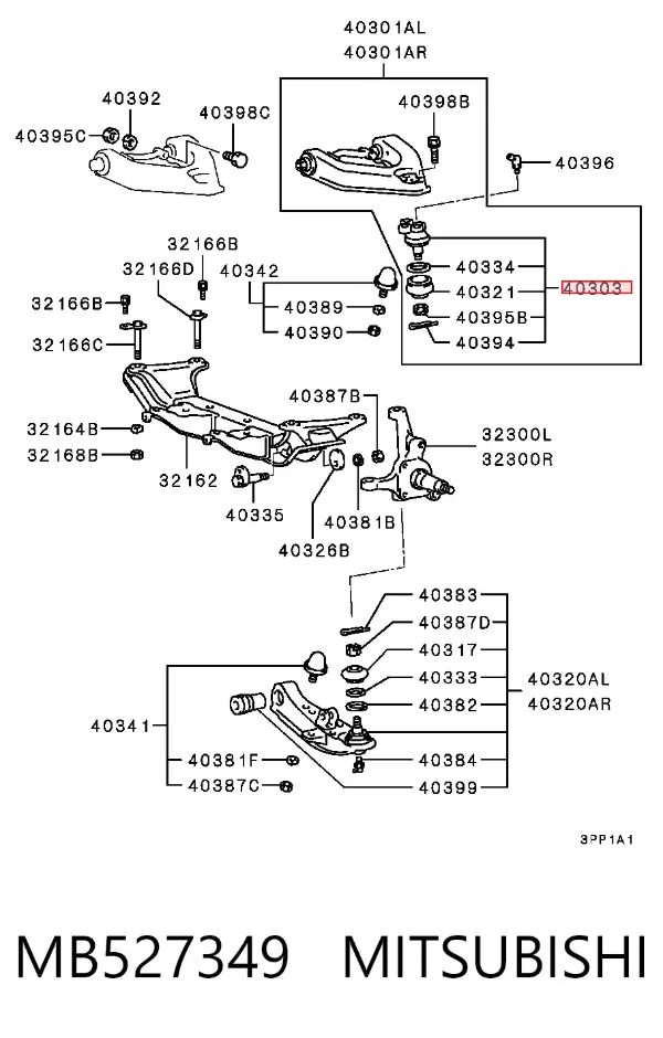 Rótula de suspensión MB527349 Mitsubishi