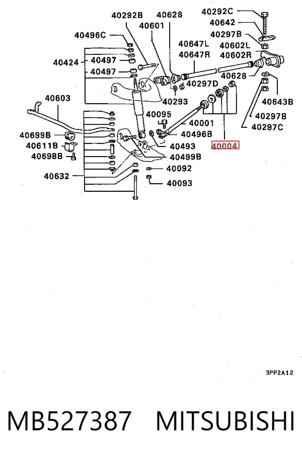 Buje de la barra tensora del brazo inferior delantero MB527387 Mitsubishi