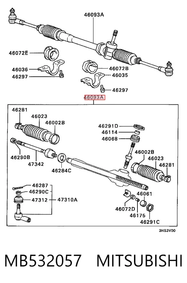 Cremallera de dirección MB532057 Mitsubishi