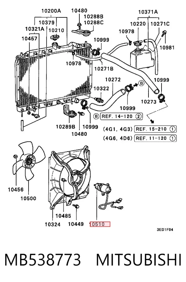 Motor ventilador del radiador MB538773 Mitsubishi