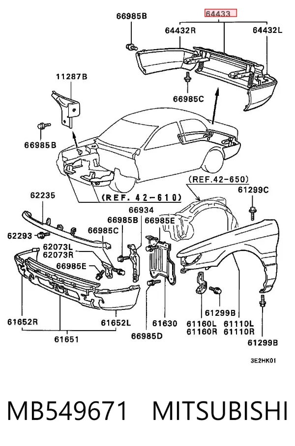 Parachoques trasero, parte inferior MB549671 Mitsubishi