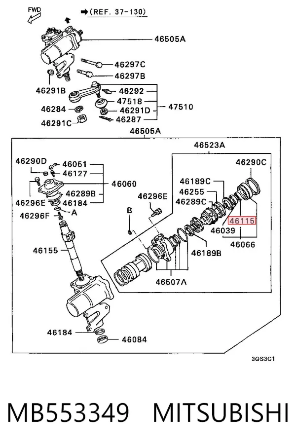Retén de la cremallera de dirección MB553349 Mitsubishi