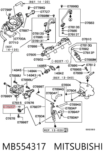 Anillo de sellado de la tubería de combustible MITSUBISHI MB554317