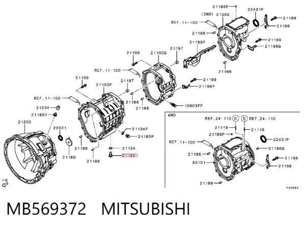 Tapón del cárter de aceite MB569372 Mitsubishi