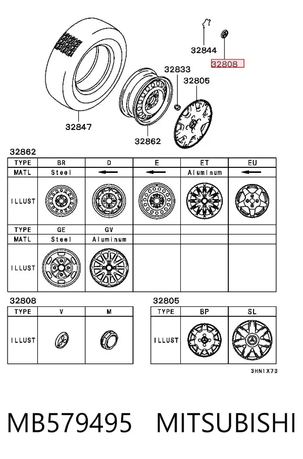 Tapacubos MB579495 Mitsubishi