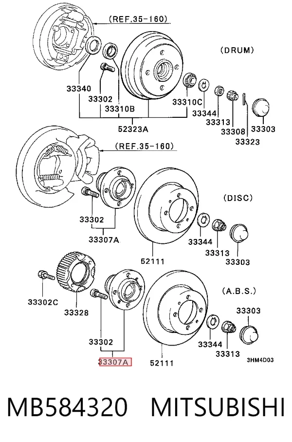 Cubo de rueda trasero MB584320 Mitsubishi