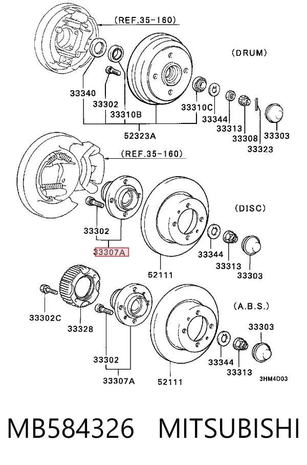 Cubo de rueda trasero MB584326 Mitsubishi