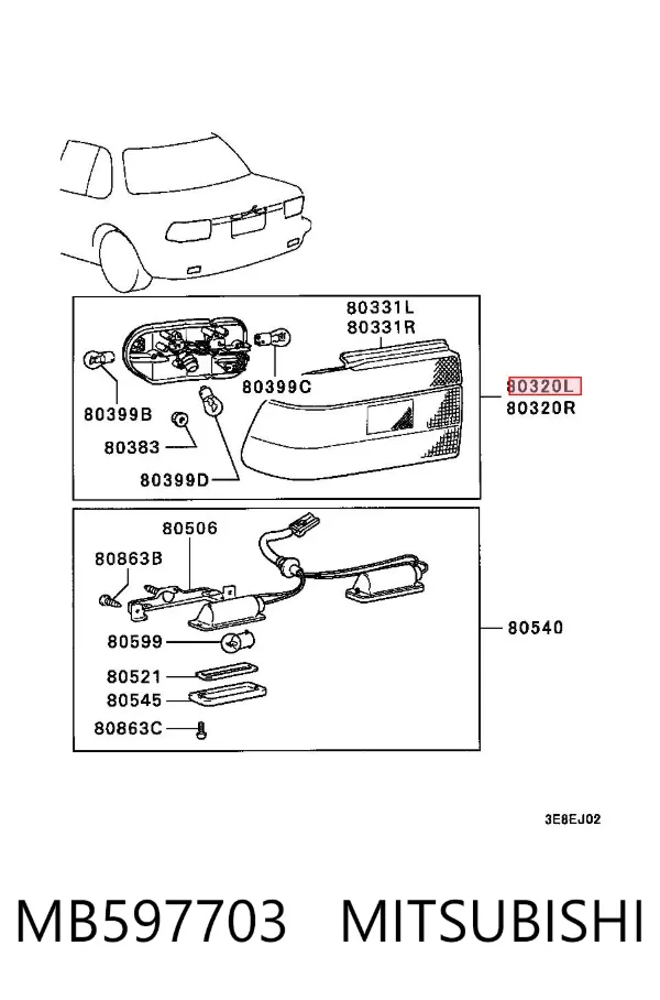 Piloto trasero izquierdo MB597703 Mitsubishi