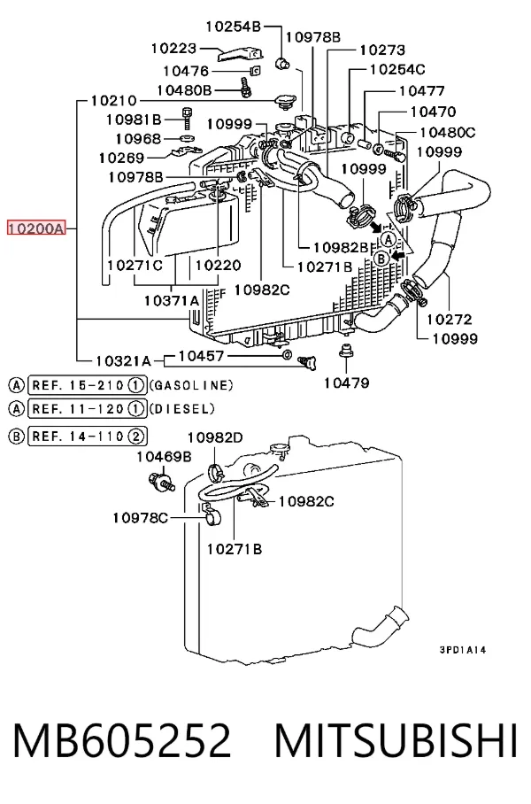 Radiador MB605252 Mitsubishi