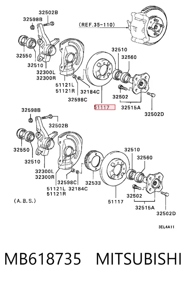 Disco de freno MB618735 Mitsubishi