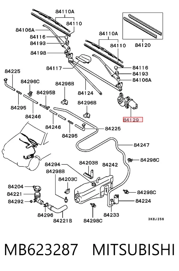 Motor limpiaparabrisas MB623287 Mitsubishi