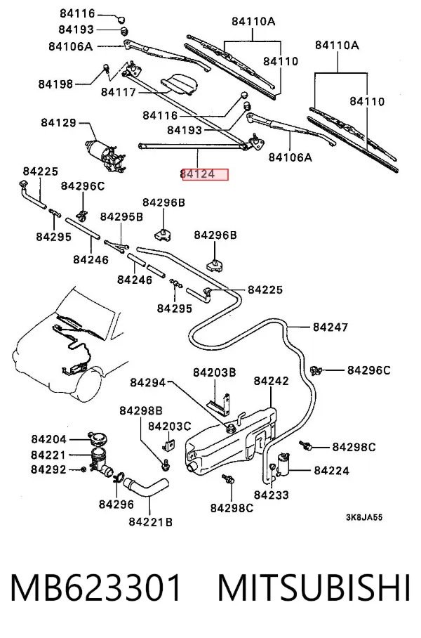 Varilla de limpiaparabrisas MB623301 Mitsubishi