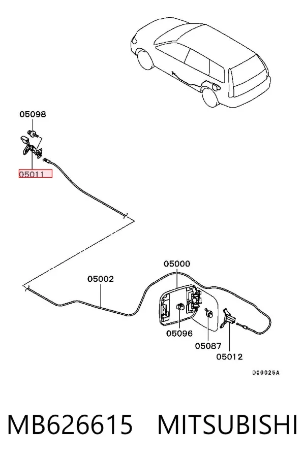 Manija de apertura de tapa de combustible MB626615 Mitsubishi
