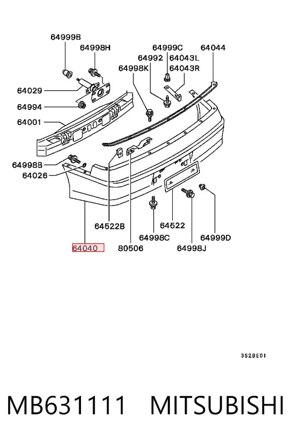 Parachoques trasero Mitsubishi Eclipse I
