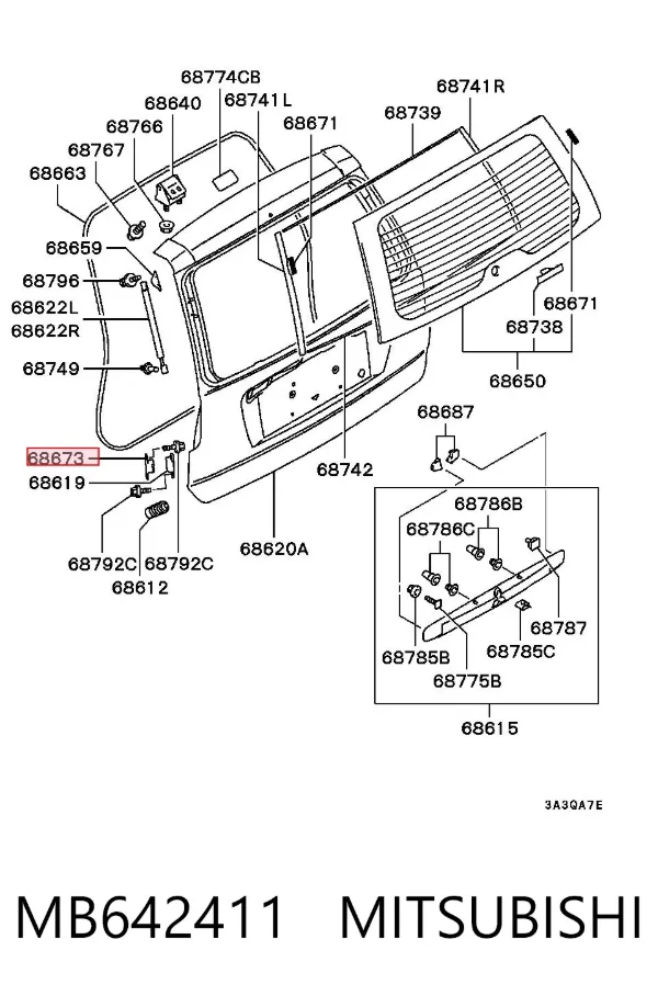 Tope de la tapa del maletero MB642411 Mitsubishi