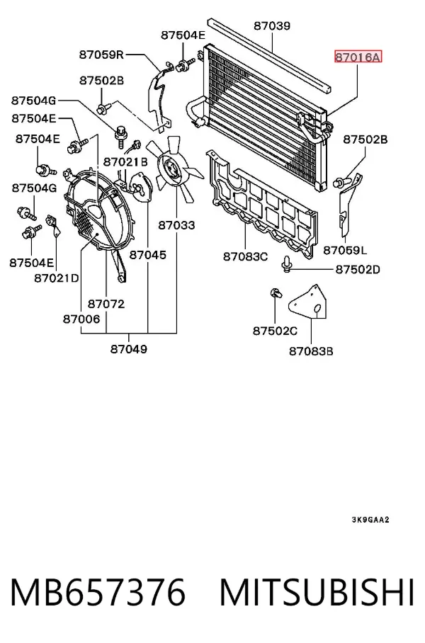 Condensador aire acondicionado MB657376 Mitsubishi