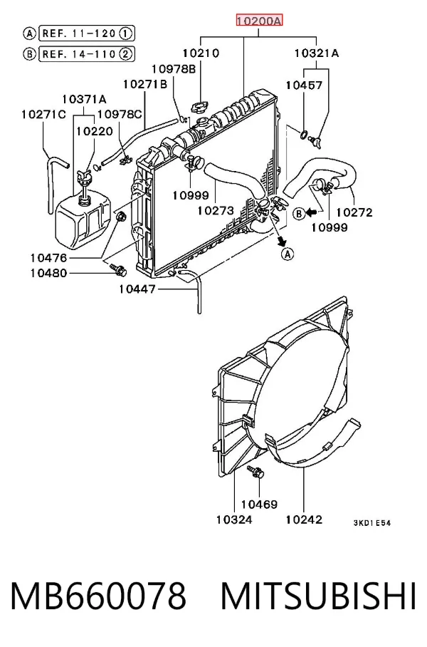 Radiador MB660078 Mitsubishi