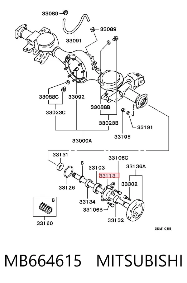 Mangueta trasera izquierda MB664615 Mitsubishi