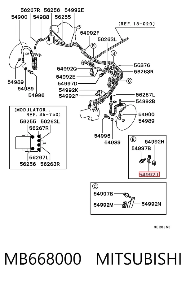 Abrazadera de tubo de freno MB668000 Mitsubishi
