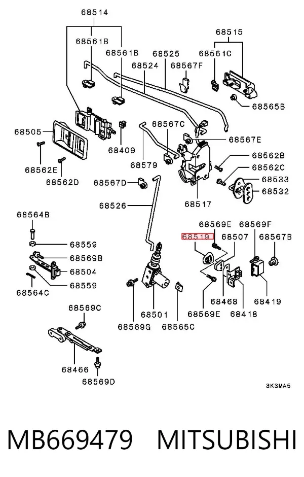 Tope de la tapa del maletero MB669479 Mitsubishi