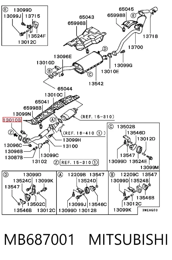 Junta de escape MB687001 Mitsubishi