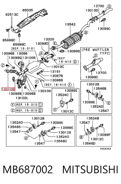Junta de tubo de escape MITSUBISHI MB687002