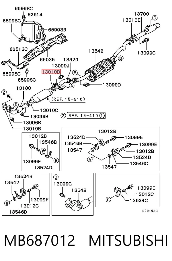 Junta de escape MB687012 Mitsubishi