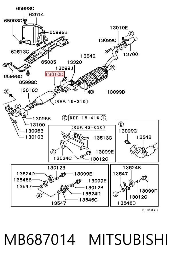 Junta de escape MB687014 Mitsubishi