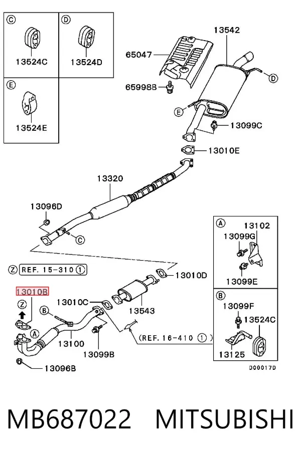 Junta de escape MB687022 Mitsubishi