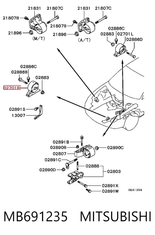 Soporte de motor delantero MB691235 Mitsubishi