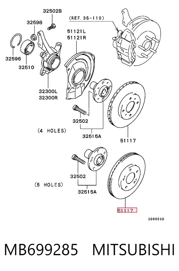 Disco de freno MB699285 Mitsubishi
