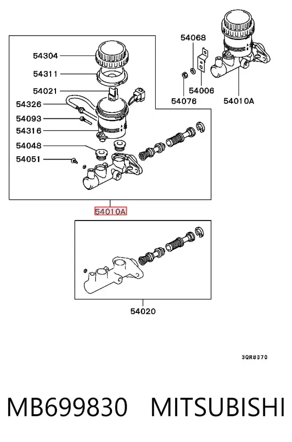 Cilindro maestro de frenos MB699830 Mitsubishi