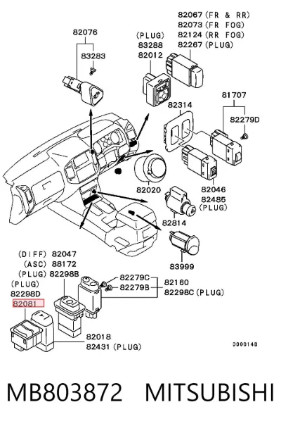 Botón de encendido de calefacción del asiento MITSUBISHI MB803872