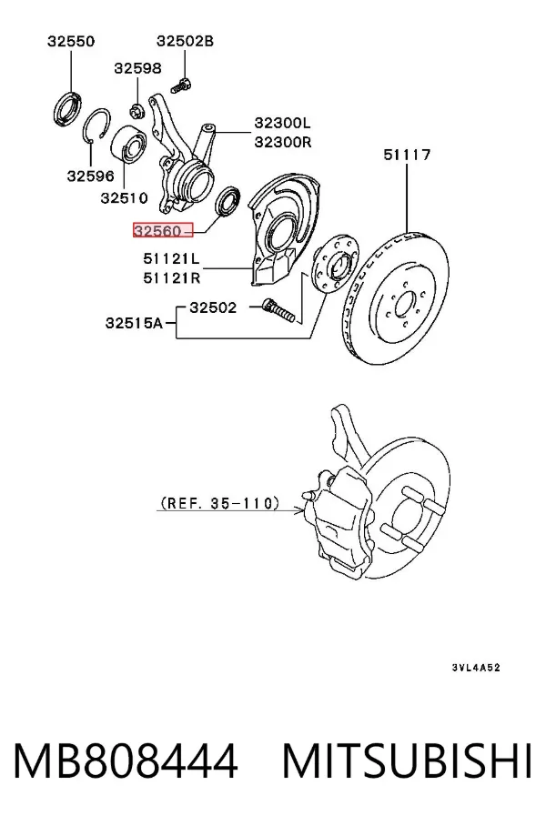 Retén exterior del cubo de rueda delantero MB808444 Mitsubishi