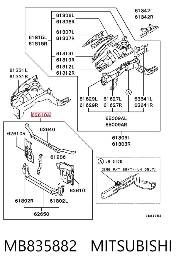 Soporte de radiador MB835882 Mitsubishi