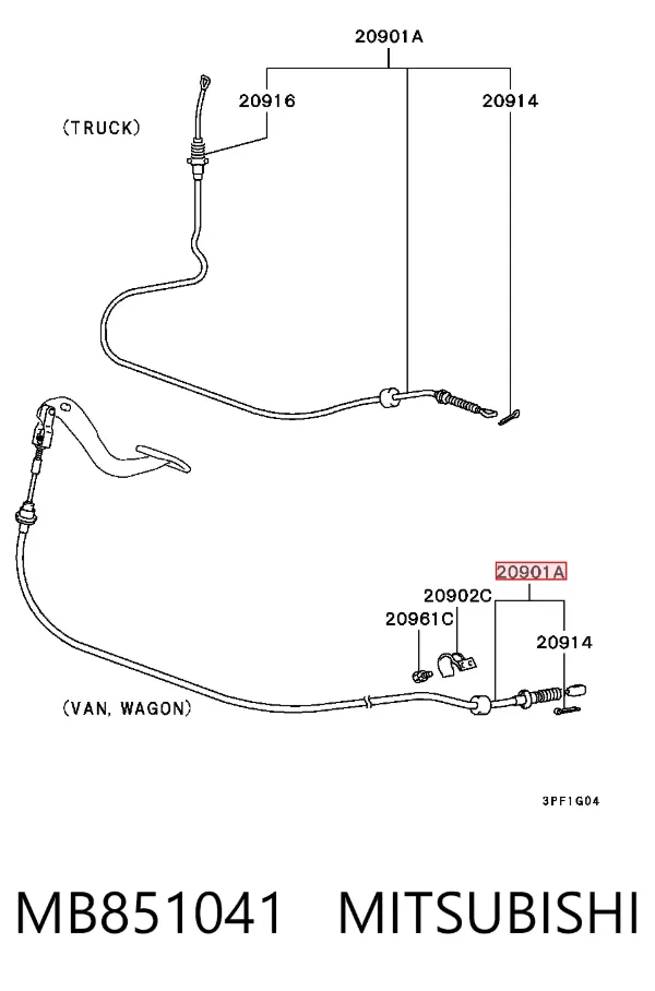 Cable de embrague MB851041 Mitsubishi