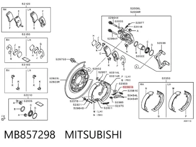Juego de reparación del freno de estacionamiento MITSUBISHI MB857298