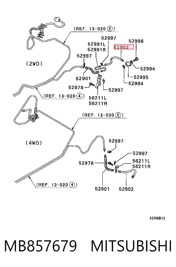 Latiguillos de freno delantero MB857679 Mitsubishi