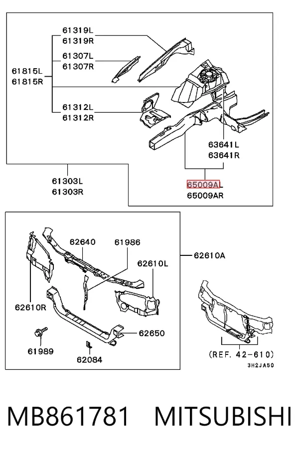 Larguero delantero izquierdo del bastidor MB861781 Mitsubishi
