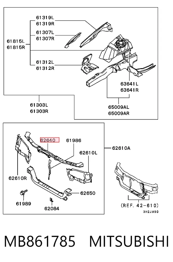 Soporte de radiador superior MB861785 Mitsubishi