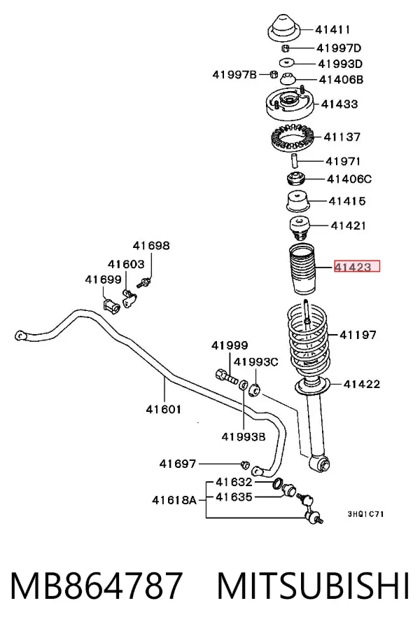 Guardapolvo amortiguador trasero MB864787 Mitsubishi