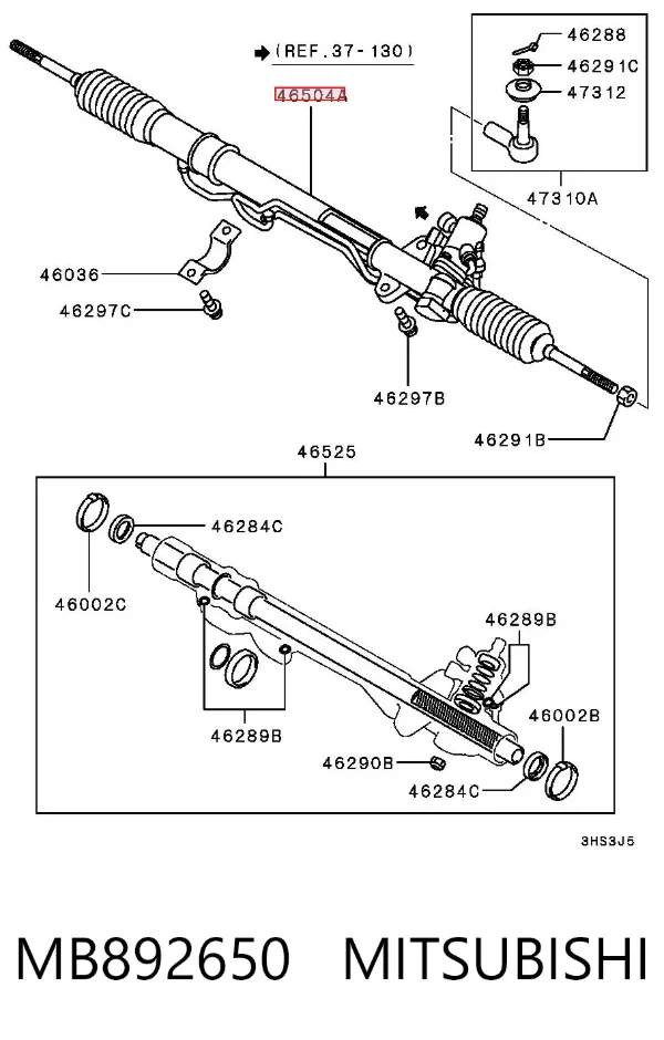 Cremallera de dirección MB892650 Mitsubishi