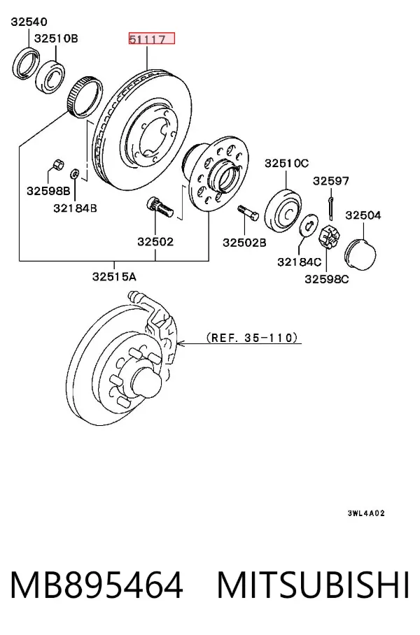 Disco de freno MB895464 Mitsubishi