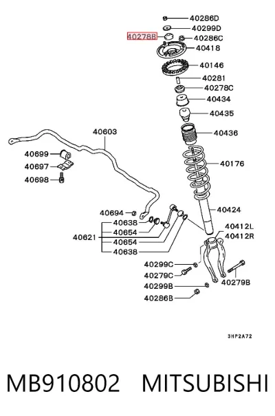 Buje de vástago de amortiguador delantero MITSUBISHI MB910802