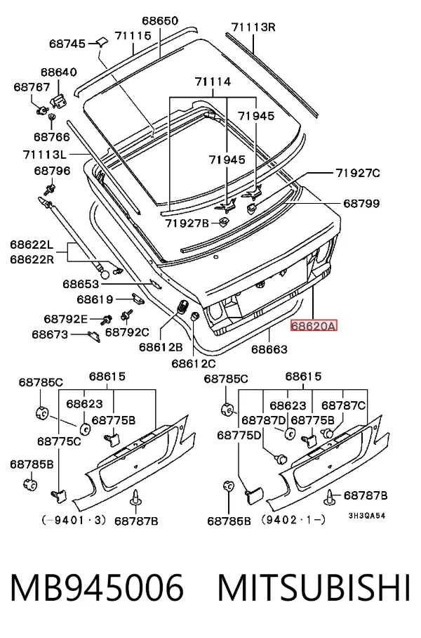 Puerta trasera MB945006 Mitsubishi