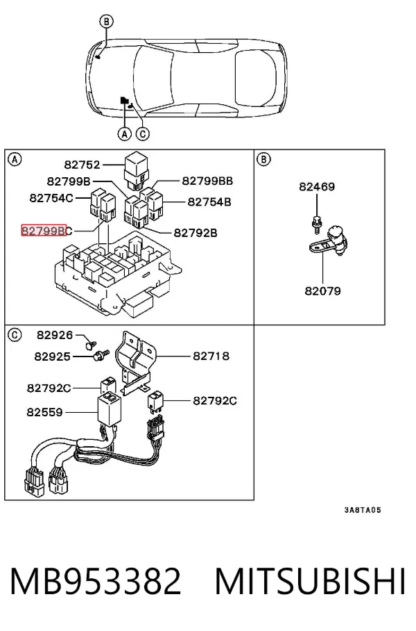 Relé de arranque MB953382 Mitsubishi
