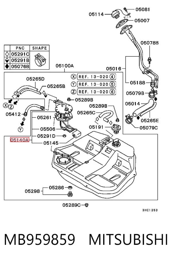 Bomba de gasolina MB959859 Mitsubishi