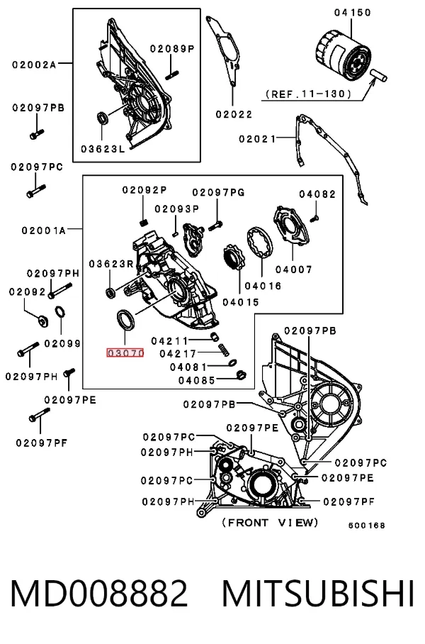 Retén de cigüeñal frontal MD343563 Chrysler