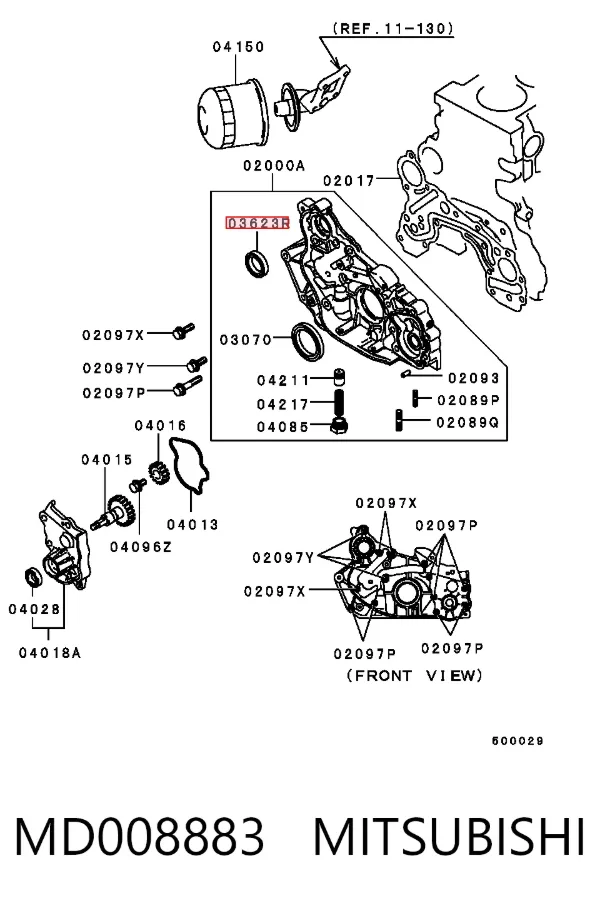 Retén del eje intermedio (de equilibrado) del motor MD008883 Mitsubishi