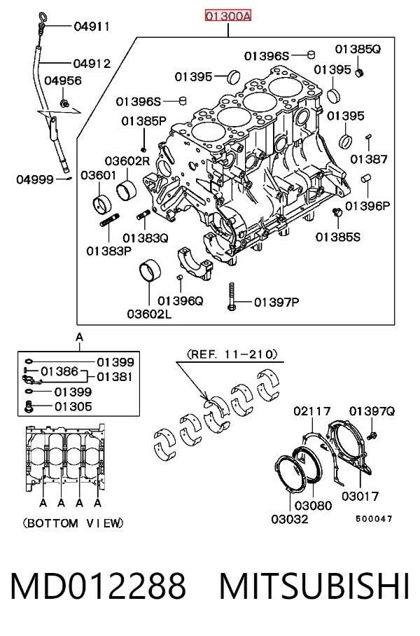 Bloque de cilindros del motor MD012288 Mitsubishi
